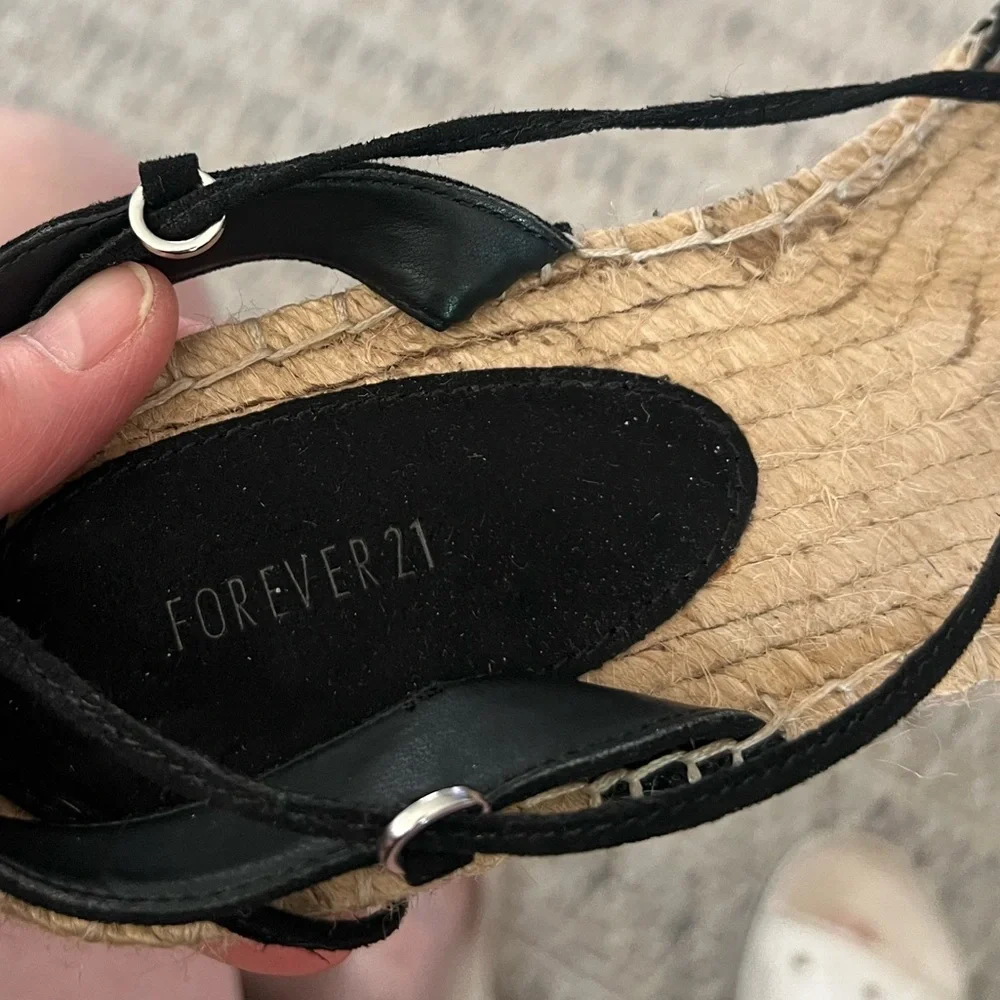 Black Forever 21 Espadrille Lace-Up Flats